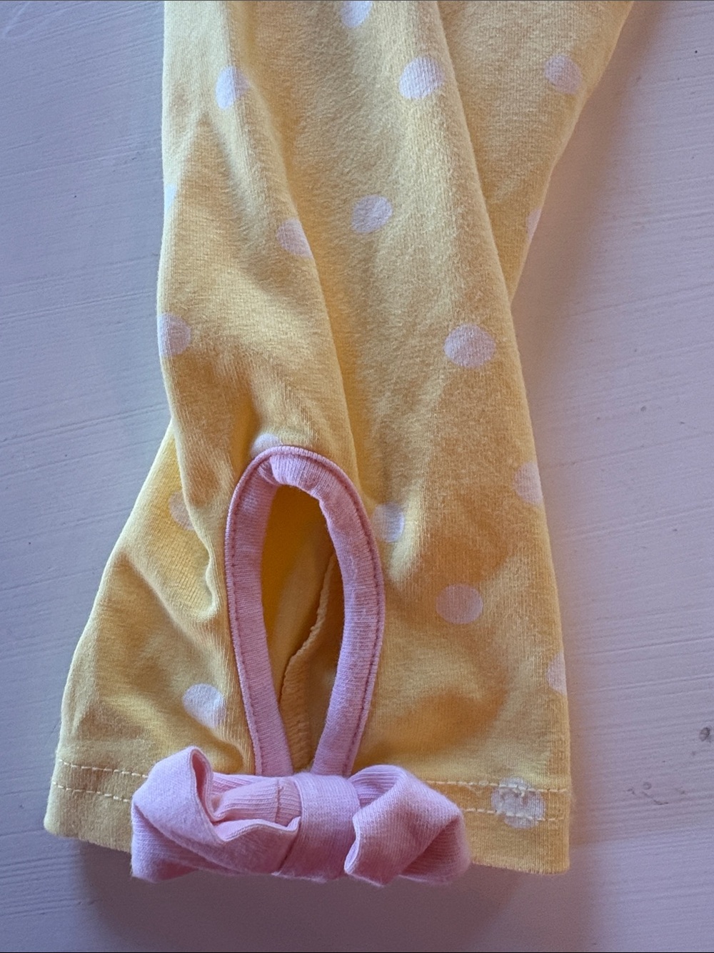 Matilda Jane Yellow Polka Dot Leggings with Pink Bow Accents - Picture 3 of 7
